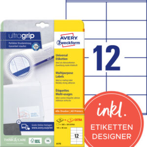 AVERY ZW. Universaletiketten    105x48mm 6175      weiss    360 Stk./25 + 5 Blatt