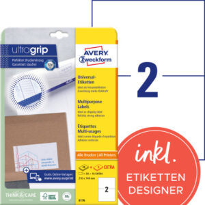 AVERY ZW. Universaletiketten   210x148mm 6176      weiss     60 Stk./25 + 5 Blatt