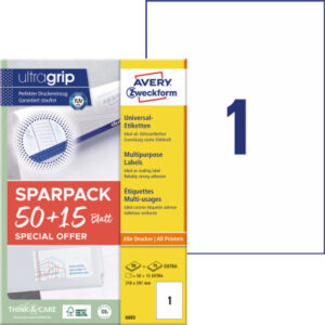 AVERY ZW. Universal-Etiketten  210x297mm 6603Z     weiss         65 Stk./65 Blatt