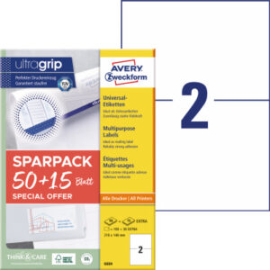 AVERY ZW. Universal-Etiketten  210x148mm 6604Z     weiss        130 Stk./65 Blatt