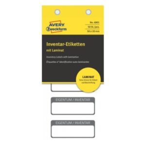 AVERY ZW. Inventar-Etiketten     50x20mm 6901      schwarz (Laminat)  10Bl.50Stk.