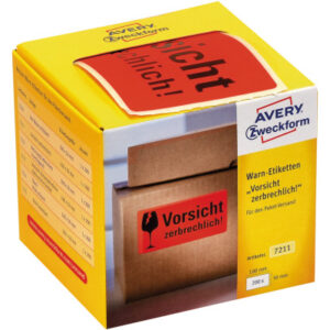 AVERY ZW. Warnetiketten         100x50mm 7211      neonrot              200 Stück