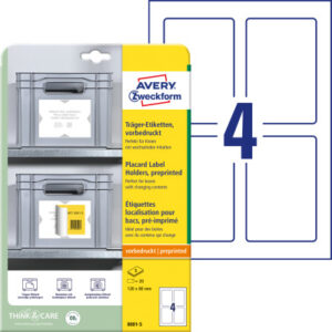 AVERY ZW. Träger-Etiketten      120x80mm 8001-5    hellgrau       20 Stk./5 Blatt