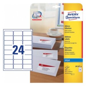AVERY ZW. Adressetiketten    63.5x33.9mm J8159-25  weiss              25Bl./24St.