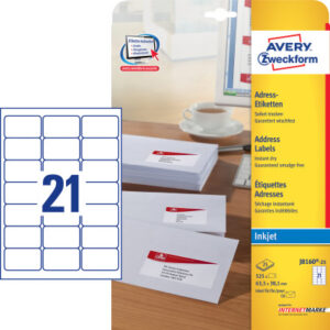 AVERY ZW. Adressetiketten    63,5x38,1mm J8160-25  weiss                525 Stück