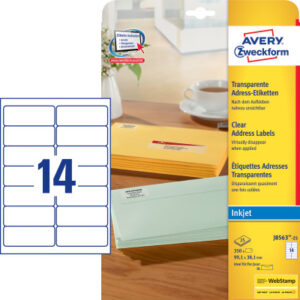 AVERY ZW. Etiketten          99,1x38,1mm J8563-25  transparent          350 Stück