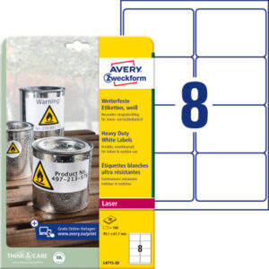 AVERY ZW. Folienetiketten    99,1x67,7mm L4715-20  weiss, perm.    160 St./20 Bl.