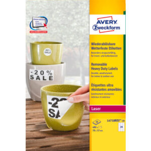 AVERY ZW. Etiketten Laser        70x37mm L4718REV2 weiss,wetterfest,ablösbar 20B.