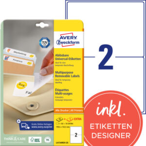AVERY ZW. Universaletik.   199,6x143,5mm L4734REV  weiss     60 Stk./25 + 5 Blatt