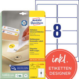 AVERY ZW. Universaletiketten 96,0x63,5mm L4745REV  weiss    240 Stk./25 + 5 Blatt