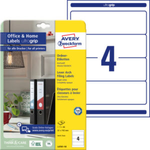 AVERY ZW. Ordner-Etiketten      61x192mm L4761-100 weiss      400 Stück/100 Blatt