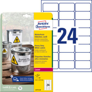 AVERY ZW. Folienetiketten    63,5x33,9mm L4773-20  wetterfest, perm.480Stk./20Bl.