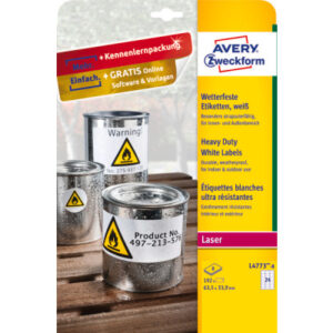 AVERY ZW. Etiketten Laser    63,5x33,9mm L47738    weiss, wetterfest      8 Blatt