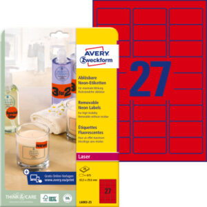 AVERY ZW. Etiketten          63,5x29,6mm L6003-25  rot,non-perm.  675 Stk./25 Bl.