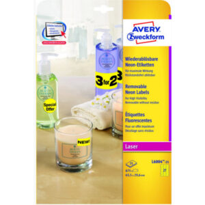 AVERY ZW. Etiketten          63,5x29,6mm L6004-25  gelb,non-perm. 675 Stk./25 Bl.