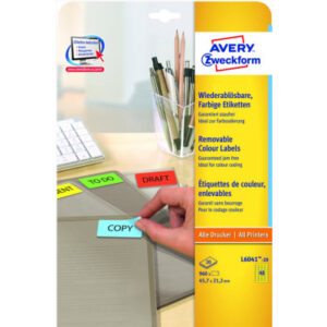 AVERY ZW. Etiketten          45,7x21,2mm L6041-20  gelb             960Stk./20Bl.