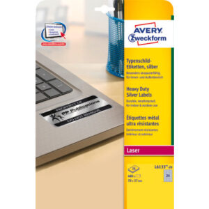 AVERY ZW. Typenschild Label      70x37mm L613320   silber       480 Stück/20 Blat