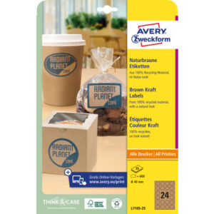 AVERY ZW. Etiketten                 40mm L7105-25  naturbraun           600 Stück