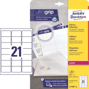 AVERY ZW. Adressetiketten    63.5x38.1mm L7160-40  weiss        840 Stk./40 Blatt