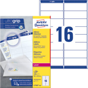 AVERY ZW. Adressetiketten    99,1x33,9mm L7162-100 weiss      1600 Stk./100 Blatt