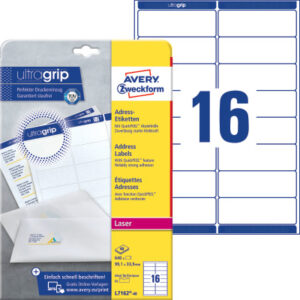 AVERY ZW. Adressetiketten    99,1x33,9mm L7162-40  weiss        640 Stk./40 Blatt
