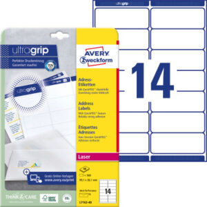 AVERY ZW. Adressetiketten    99,1x38,1mm L7163-40  weiss        560 Stk./40 Blatt