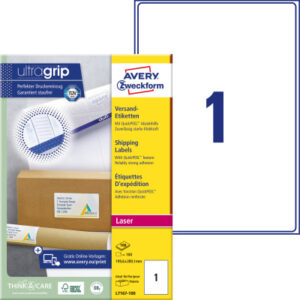 AVERY ZW. Versandetiketten 199,6x289,1mm L7167-100 weiss       100 Stk./100 Blatt