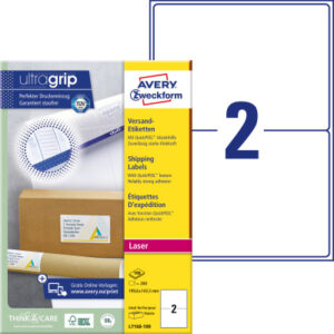 AVERY ZW. Versandetiketten 199,6x143,5mm L7168-100 weiss       200 Stk./100 Blatt