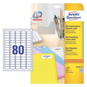 AVERY ZW. Mini Etiketten weiss L7632-25  2000 Stk./25 Blatt
