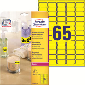 AVERY ZW. Etiketten          38,1x21,2mm L7651Y-25 gelb                1625 Stück