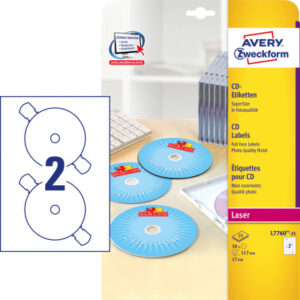 AVERY ZW. CD-Etiketten Supersize   117mm L7760-25  weiss, glossy         50 Stück