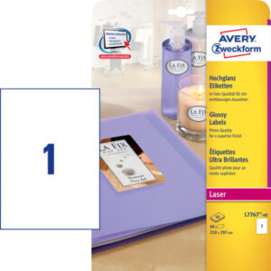 AVERY ZW. Etiketten                   A4 L7767-40  weiss, glossy         40 Stück