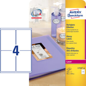 AVERY ZW. Etiketten            99,1x13mm L7769-40  weiss, glossy        160 Stück
