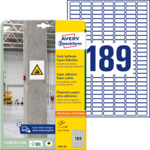 AVERY ZW. Etiketten Univ.      25.4x10mm L7871-20  weiss, stark haftend  20 Blatt