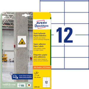 AVERY ZW. Etiketten Universal   105x48mm L7875-20  weiss, stark haftend  20 Blatt