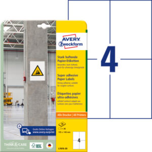 AVERY ZW. Etiketten Universal  105x148mm L7876-20  weiss, stark haftend  20 Blatt