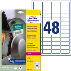 AVERY ZW. Etiketten          45,7x21,2mm L7911-10  weiss          ultra-resistant