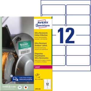 AVERY ZW. Etiketten          99.1x42.3mm L7913-40  weiss,ultra-resistent 40 Blatt