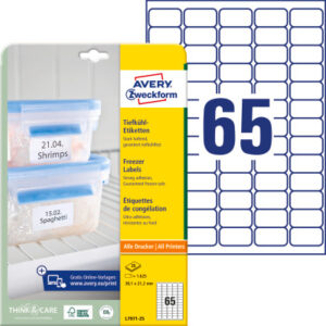 AVERY ZW. Tiefkühletiketten  38,1x21,1mm L7971-25                      1625 Stück
