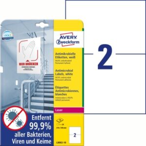 AVERY ZWE Etiketten L8002-10  Antimic. 210x148mm weiss