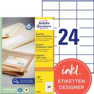 AVERY ZW. Etiketten              70x36mm LR3475    recycling           2400 Stück