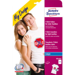 AVERY ZW. Textilfolie Iron-on         A4 MD1001    Inkjet helle Textilien  5 Stk.