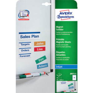 AVERY ZWE Magnet-Schilder       50x140mm OJ8875-5  weiss         40 Stück/5 Blatt