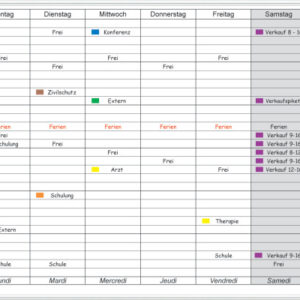 BEREC DES Wochenplaner         60 x 90cm B 326     für 30 Personen
