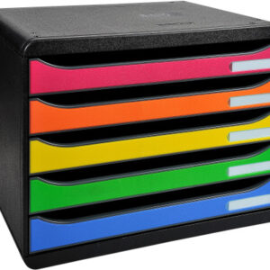 BIELLA    Schubladenbox quer BIGBOX  A4+ 30879802  schwarz/Harlekin, 5 Schubl.