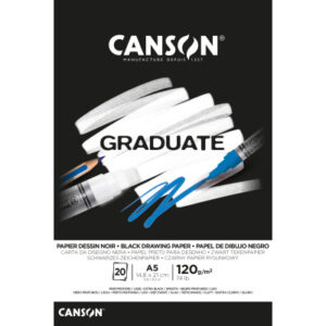 CANSON    Graduate Zeichenpapier      A5 400110385 20 Blatt, schwarz, 120g