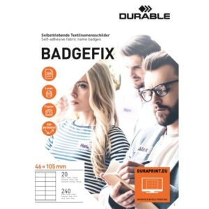 DURABLE   Namensschild BADGEFIX 46x105mm 836302    weiss       20 Blatt/240 Stück