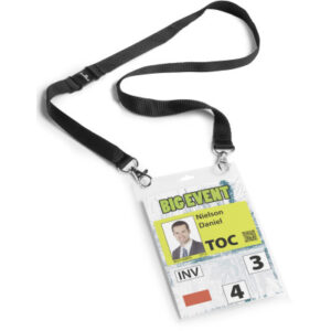 DURABLE   Namensschild mit Band       A6 852501    transparent/schwarz   10 Stück