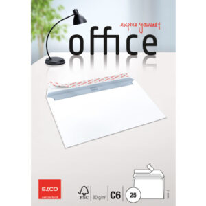 ELCO      Couvert Office o. Fenster   C6 74459.12  80g, hochweiss, Kleber 25 Stk.