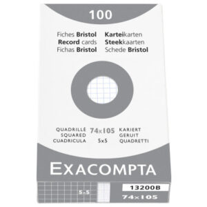 EXACOMPTA Karteikarten kariert 5mm    A7 13200B    weiss                100 Stück